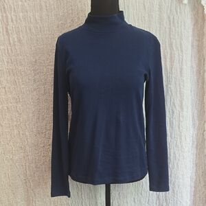 Navy Blue Women's Turtleneck Top